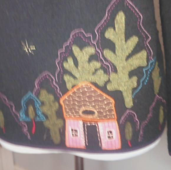 Northern Isles Holiday 2005 Wool Cardigan with Felt and Embroidery Details - Picture 4 of 5
